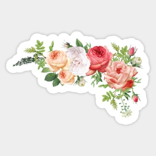 Romantic Vintage Watercolor Flower Bouquet Rose Wedding Floral Sticker